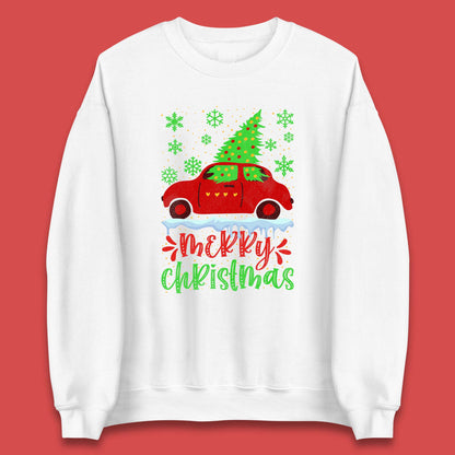 merry christmas red car sweatshirt