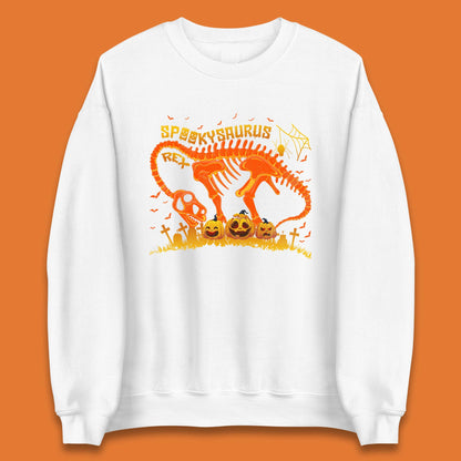 Spooky Saurus Rex Halloween Dinosaur T-Rex Skeleton With Scary Pumpkins Unisex Sweatshirt