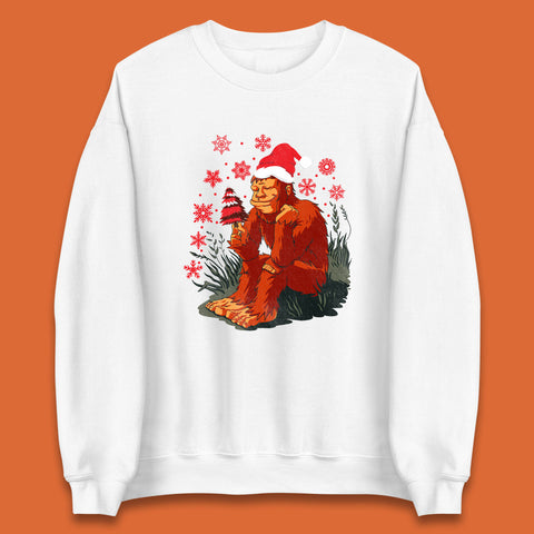 Bigfoot Santa Christmas Sasquatch Holding Christmas Tree Xmas Unisex Sweatshirt