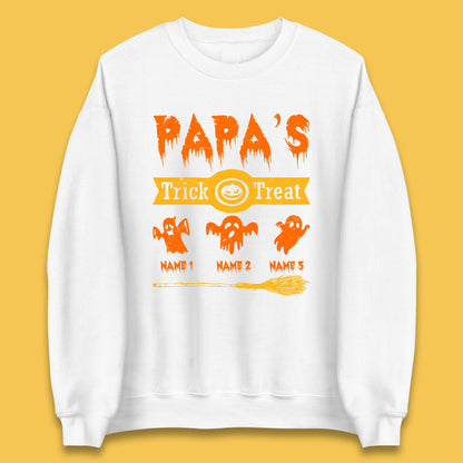 Personalised Papa's Trick Or Treat Halloween Custom Your Boo Ghost Children Names Scary Spooky Costume Unisex Sweatshirt