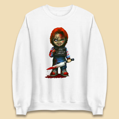 Chucky Mug Shot Chicago Police Dept Ray Charles Lee Chucky Halloween Horror Movie Unisex Sweatshirt