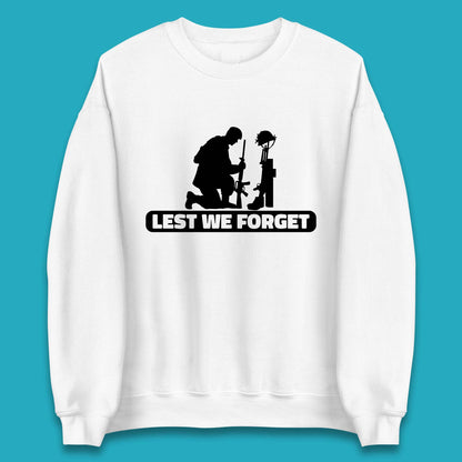 Lest We Forget Kneeling Soldier Remembrance Day British Armed Forces Day Unisex Sweatshirt
