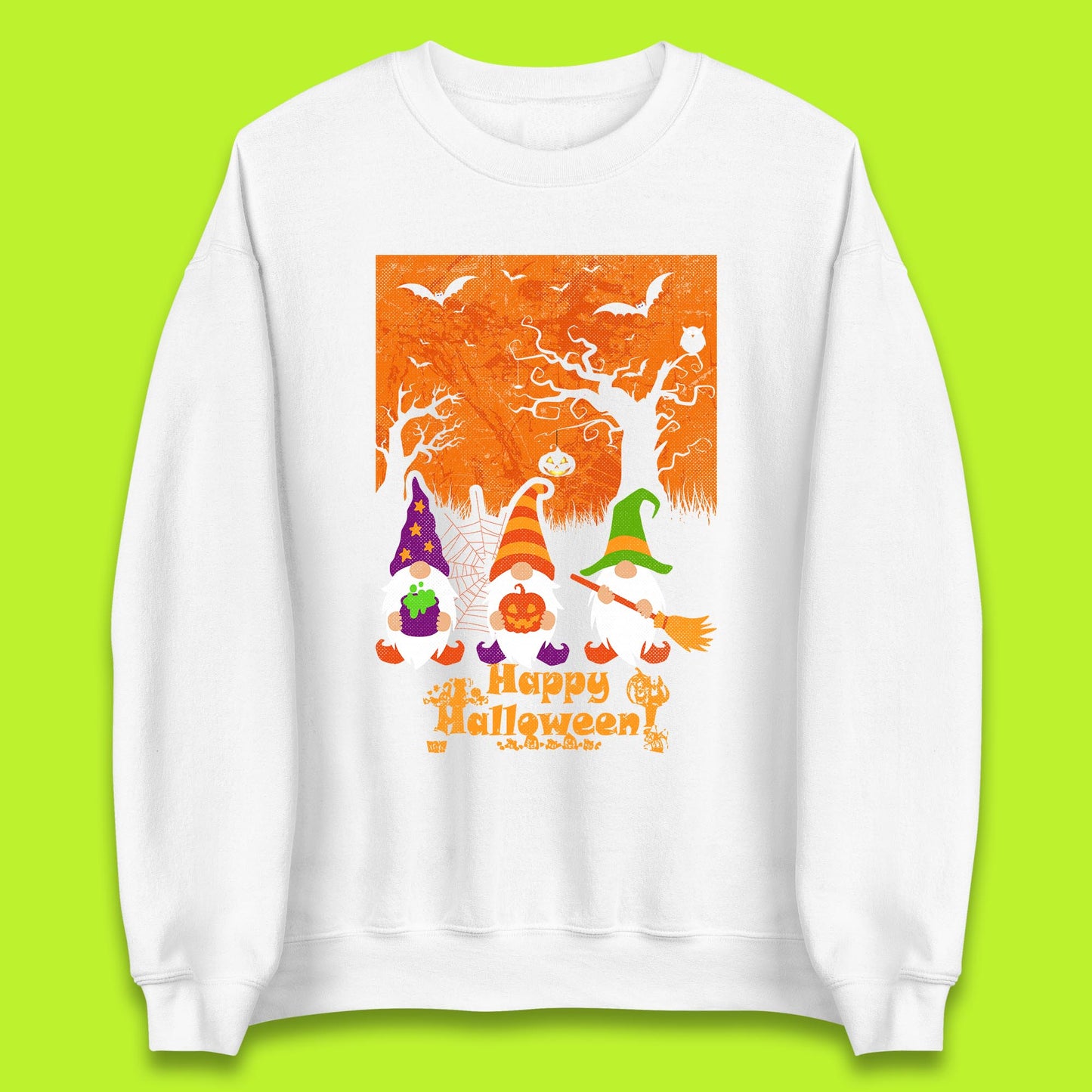 Happy Halloween Gnomies Spooky Witch Gnomes Scary Halloween Trees Gnome Lover Unisex Sweatshirt
