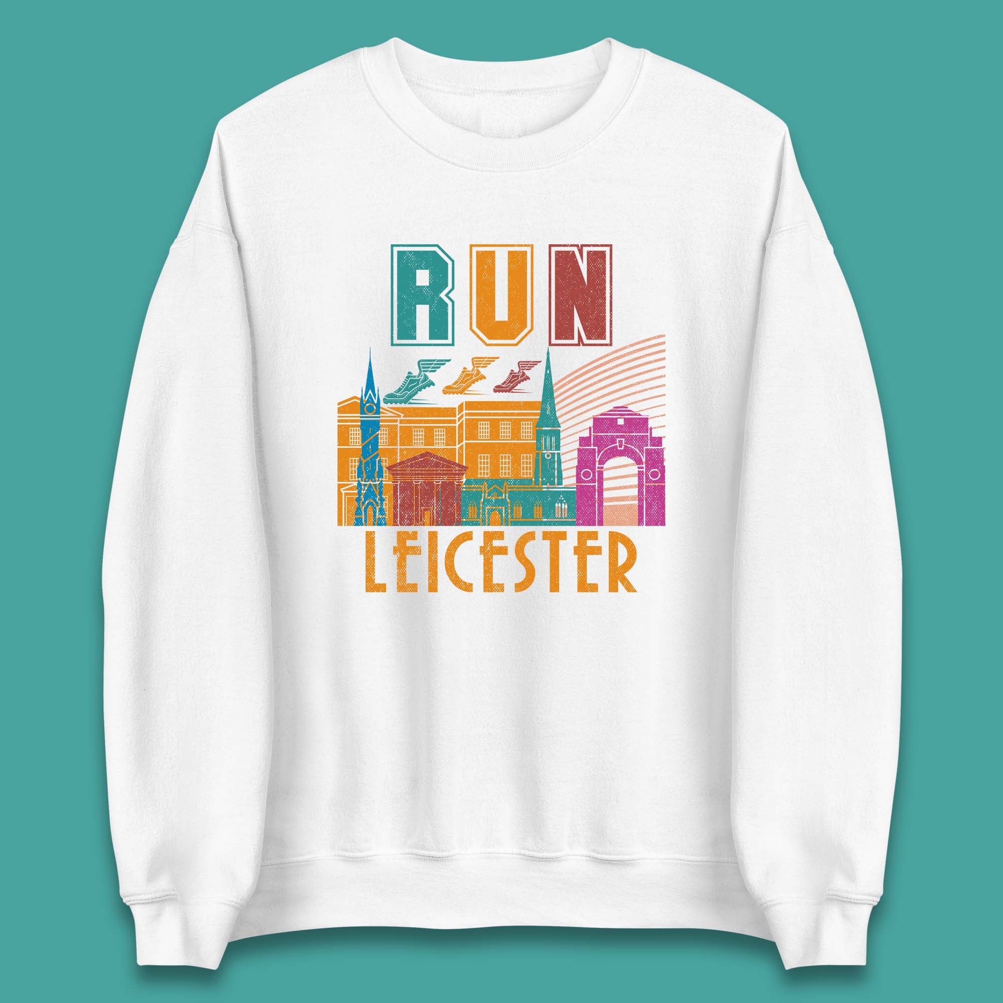 Run Leicester Festival Leicester Skyline Souvenir Race Leicester Running Unisex Sweatshirt