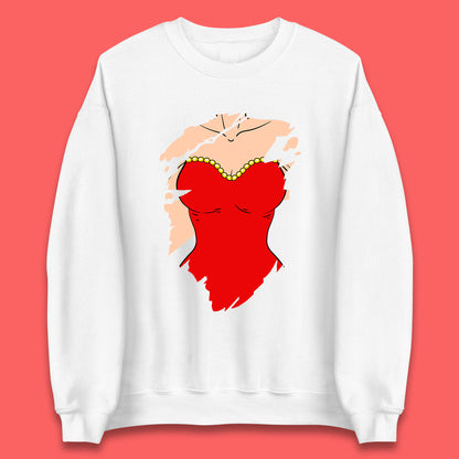 Beautiful Sexy Glamour Blonde Girl Stylish Trendy Dressing In Red Mini Dress Unisex Sweatshirt