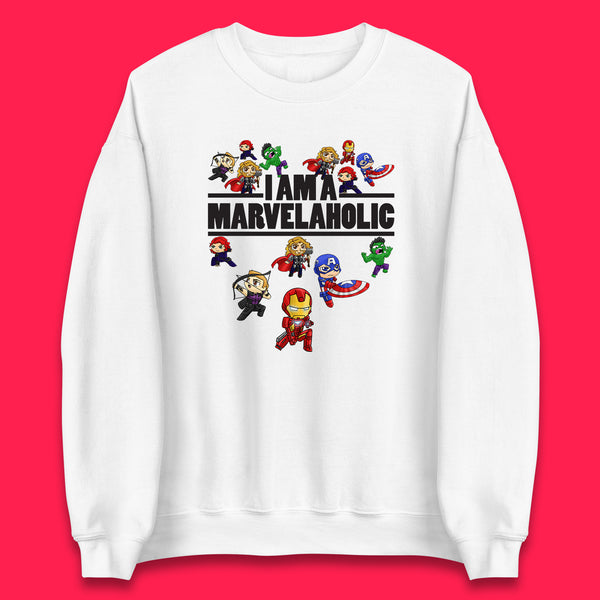 I Am A Marvelaholic Marvel Avengers Super Heroes Movie Characters Black Widow, Hulk, Iron Man, Thor, Captain America Unisex Sweatshirt