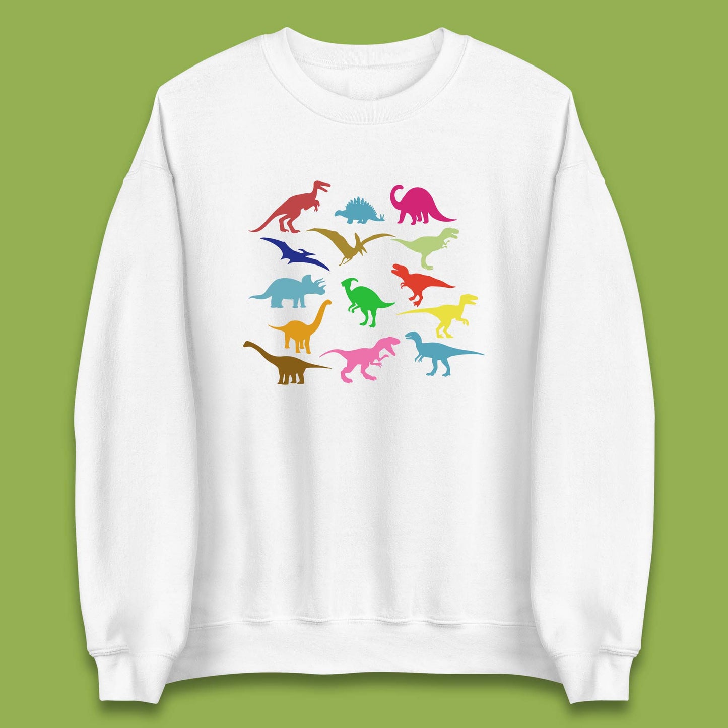 Colourful Dinosaurs Dino Fossil Dinosaurs Wild Nature Prehistoric Paleontology Velociraptor Unisex Sweatshirt