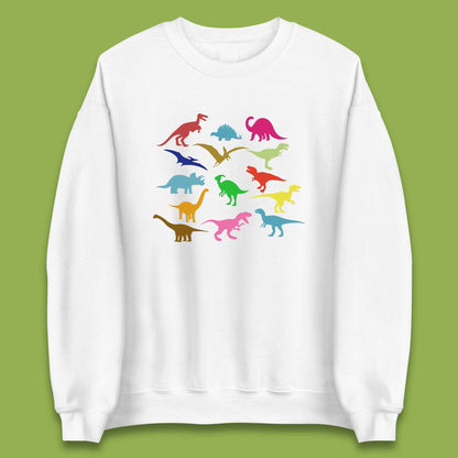 Colourful Dinosaurs Dino Fossil Dinosaurs Wild Nature Prehistoric Paleontology Velociraptor Unisex Sweatshirt