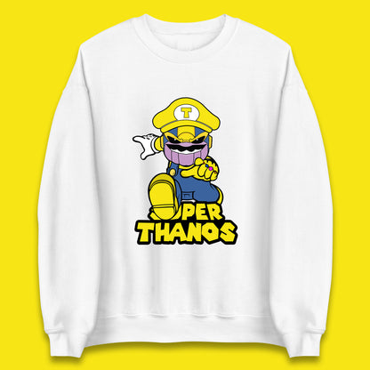 Super Thanos Marvel Infinity Gauntlet Super Mario Spoof Marvel Nintendo Game Series Wario Thanos Fictional Character Unisex Sweatshirt