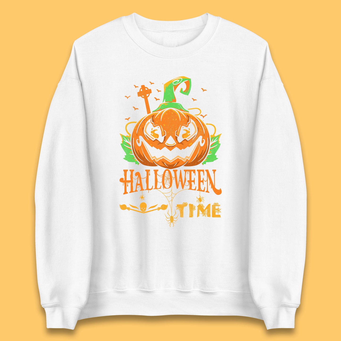 Halloween Time Scary Face Jack O Lantern Horror Pumpkin Halloween Scary Night Unisex Sweatshirt