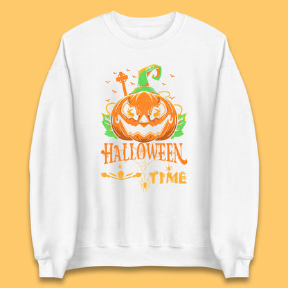 Halloween Time Scary Face Jack O Lantern Horror Pumpkin Halloween Scary Night Unisex Sweatshirt