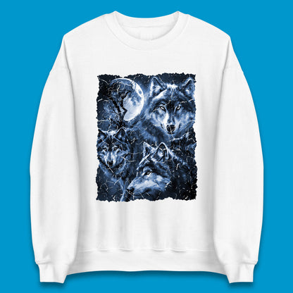 Wolf Family Howling 3 Wolf Moon Wild Free Wolves Three Gray Wolf Dog Animal The Mountain Unisex Sweatshirt