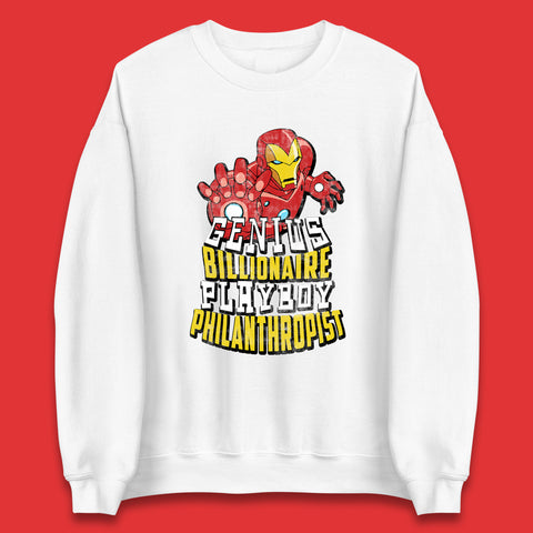 Tony Stark Quote Genius Billionaire Playboy Philanthropist Marvel Avenger Iron Man Superhero Movie Character Unisex Sweatshirt