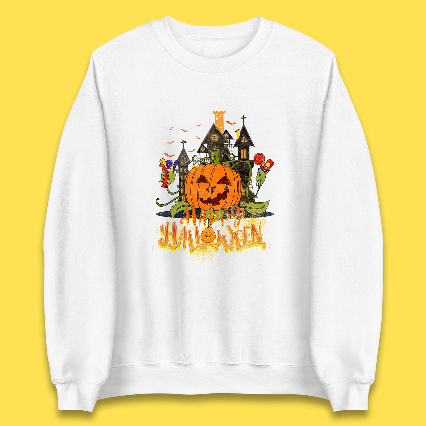 Happy Halloween Spooky Haunted House Halloween Pumpkin Horror Scary Jack-o-lantern Unisex Sweatshirt