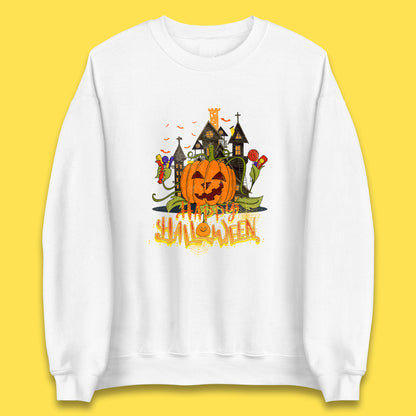 Happy Halloween Spooky Haunted House Halloween Pumpkin Horror Scary Jack-o-lantern Unisex Sweatshirt