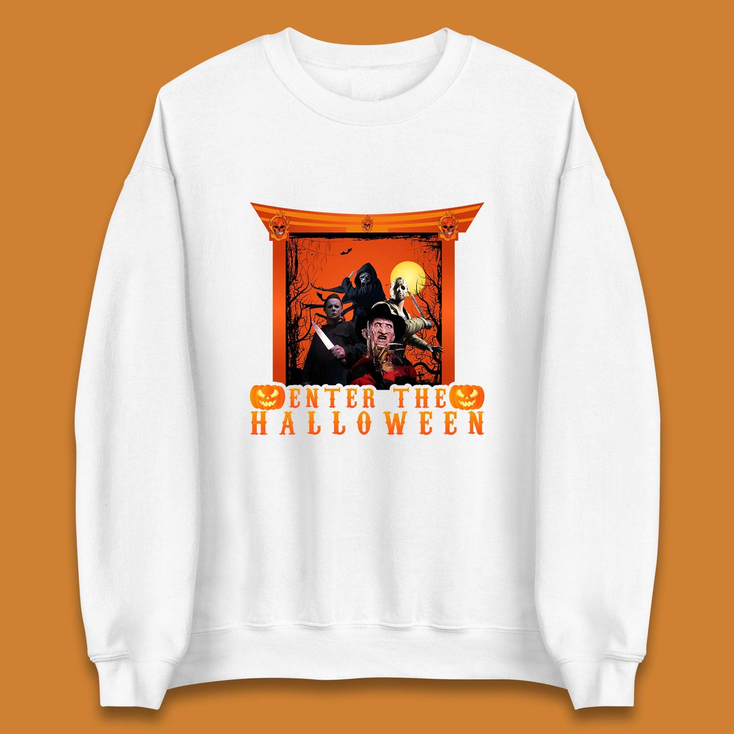 Enter The Halloween Horror Movie Characters Friends Halloween Villians Serial Killers Unisex Sweatshirt