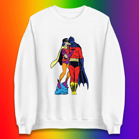 Batman X Robin Superhero Kiss Gay Pride LGBT Gay Bat Superheros Film DC Comics Unisex Sweatshirt