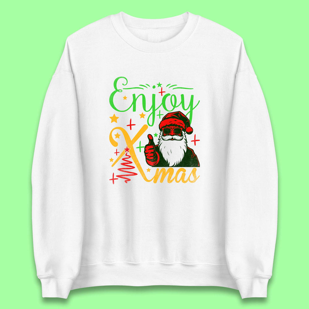 Enjoy Xmas Santa Claus Thumbs Up Merry Christmas Holiday Season Unisex Sweatshirt