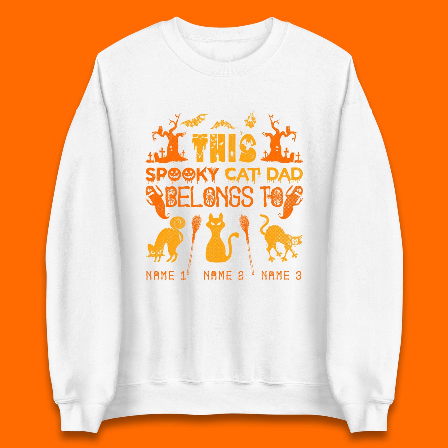 Personalised Halloween This Spooky Cat Dad Belongs To Your Cat Name Customized Halloween Cat Unisex Sweatshirt