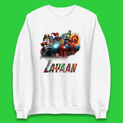 Personalised Marvel Avengers Super Heroes Movie Characters Spider Man, Black Widow, Hulk, Iron Man, Thor, Captain America Avengers Squad Unisex Sweatshirt