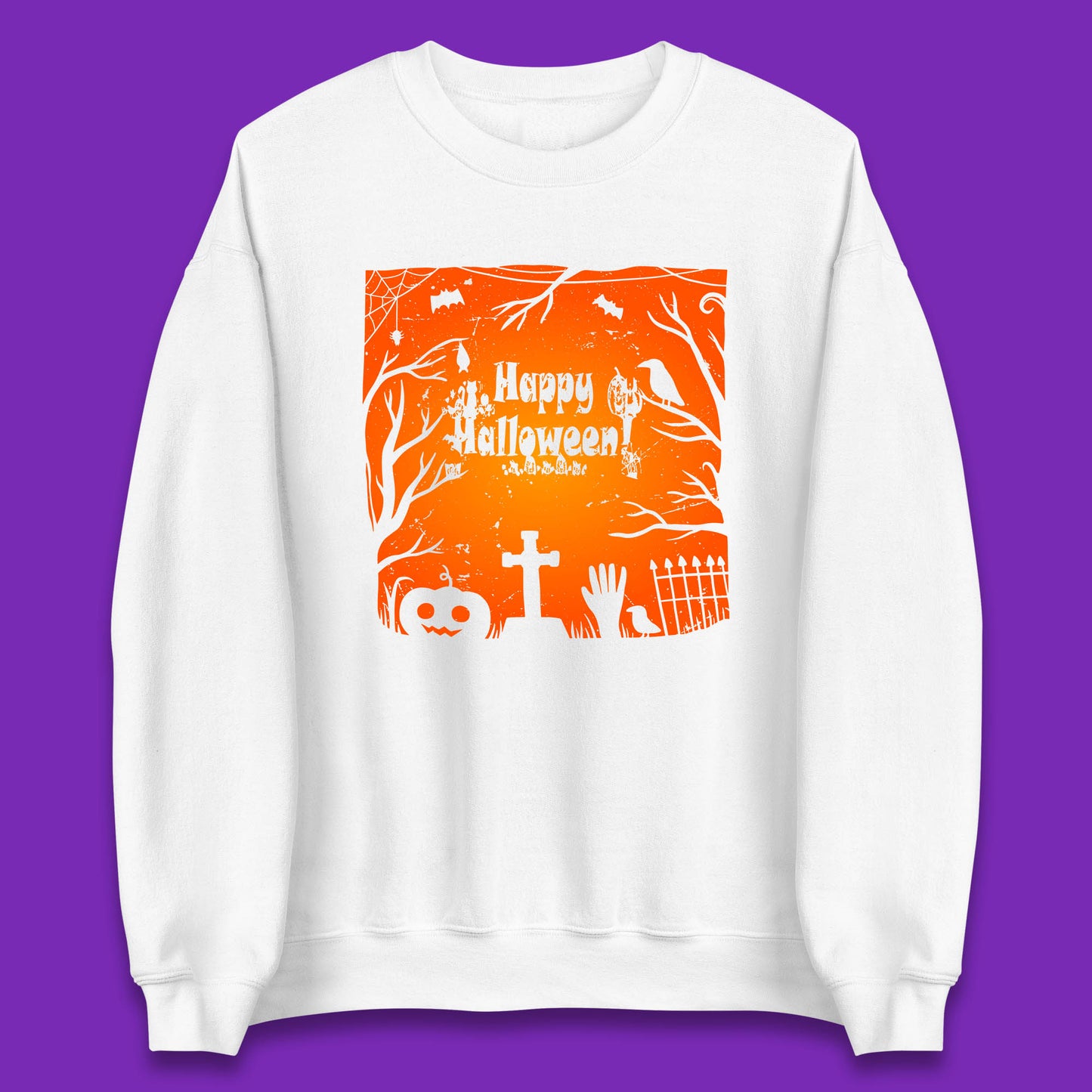 Happy Halloween Witch Hand Cross Sign Scary Pumpin Spooky Terrific Halloween Night Unisex Sweatshirt