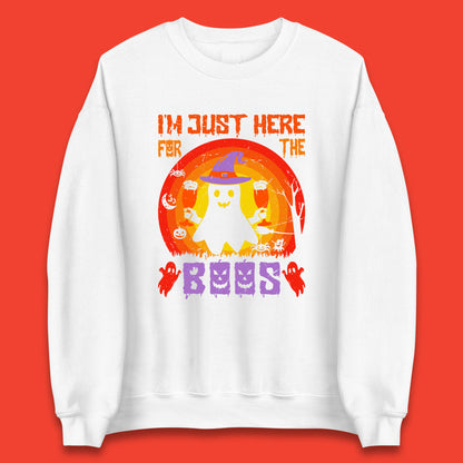 I'm Just Here For The Boos Halloween Boo Ghost Witch Hat Horror Scary Unisex Sweatshirt