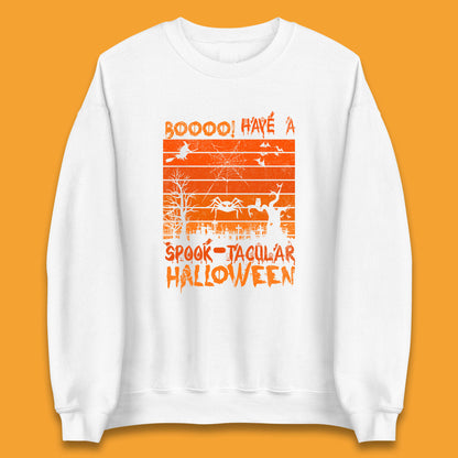 Booo Have A Spook Tacular Halloween Graveyards With Dead Tree Horror Scary Unisex Sweatshirt