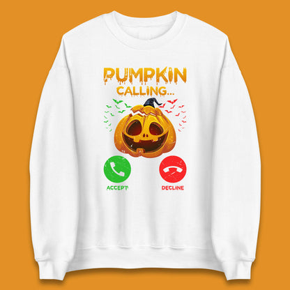Halloween Pumpkin Calling Funny Phone Call Horror Scary Jack O Lantern Unisex Sweatshirt