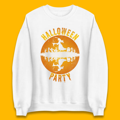Halloween Party Flying Witch Horror Scary Spooky Season Scary Boo With Full Moon Unisex Sweatshirt