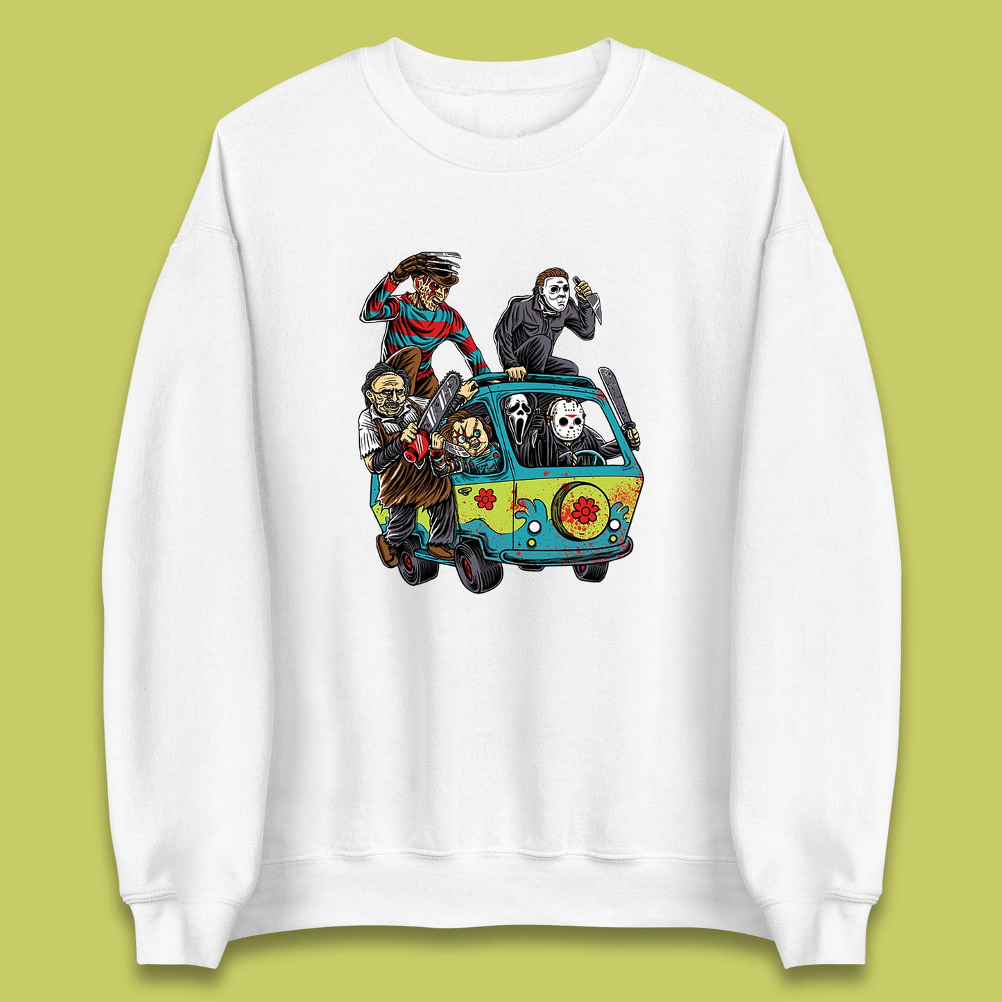 Halloween Scooby Doo Friends Van Horror Movie Villians Characters Mystery Machine Unisex Sweatshirt