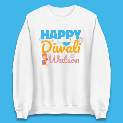 Personalised Happy Diwali Festival Of Lights Your Name Indian Diwali Holiday Celebration Unisex Sweatshirt