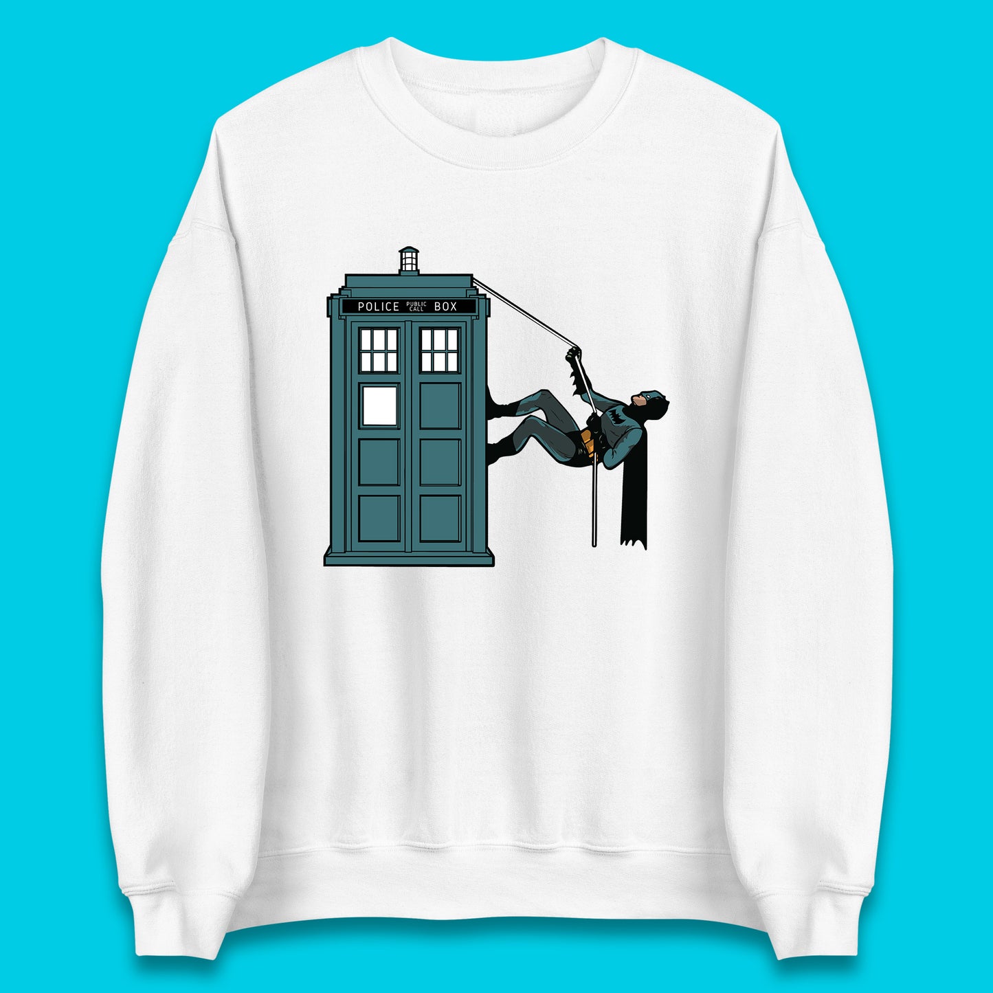 Batman Climbing Police Public Call Box DC Comics Superhero Movie Character Unisex Sweatshirt