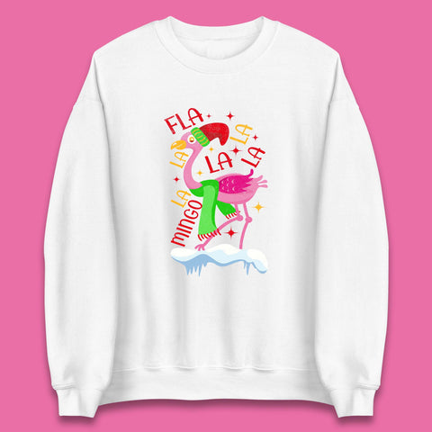 Fa La La La La Mingo Pink Flamingo Christmas Santa Animal Flamingo Lovers Xmas Unisex Sweatshirt