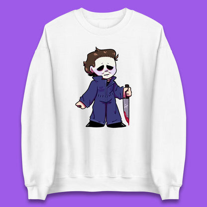 Chibi Michael Myers Holding Bloody Knife Halloween Serial Killer Horror Movie Character Unisex Sweatshirt