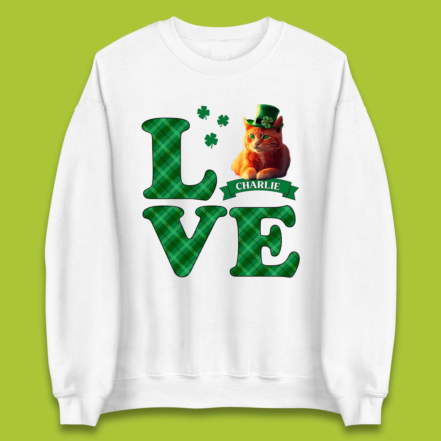 Personalised Love St. Patrick's Cat Unisex Sweatshirt