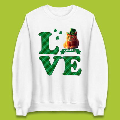 Personalised Love St. Patrick's Cat Unisex Sweatshirt