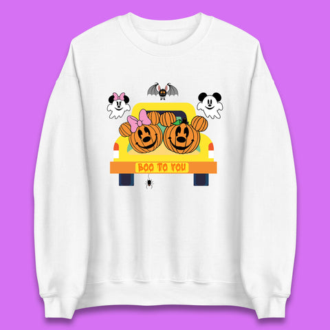 Disney Halloween Mickey Minnie Mouse Pumpkin Ghost Boo To You Horror Scary Disney Trip Unisex Sweatshirt