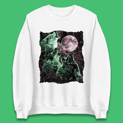 Three Wolf Howling At Moon Wild Free Wolves Three Wolf Dog Animal The Mountain Unisex Sweatshirt