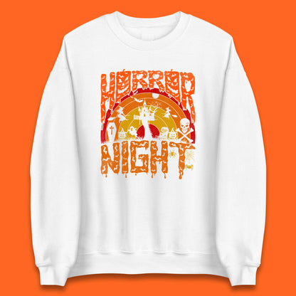 Halloween Horror Night Vintage Rainbow Flying witches Scary Boo Spooky Festive Night Unisex Sweatshirt