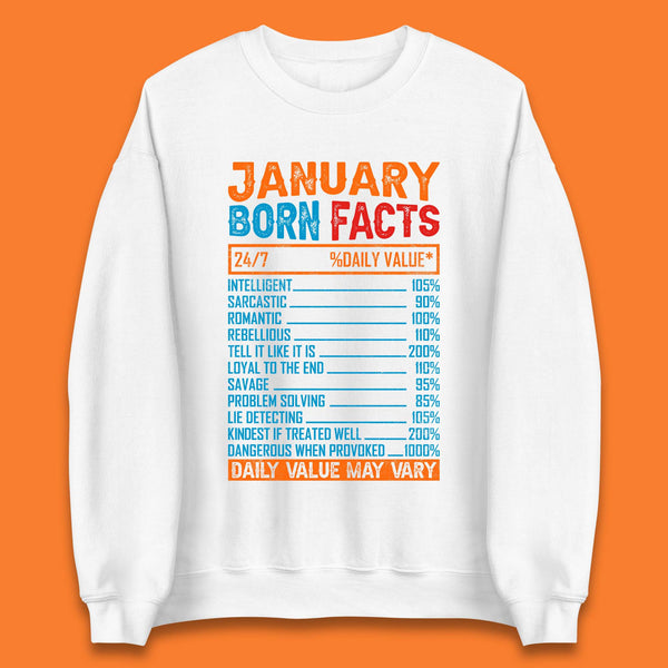 January Born Facts Unisex Sweatshirt