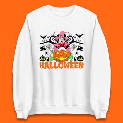 Disney Halloween Witch Minnie Mouse Sitting On Pumpkin Horror Scary Disneyland Trip Costume Unisex Sweatshirt
