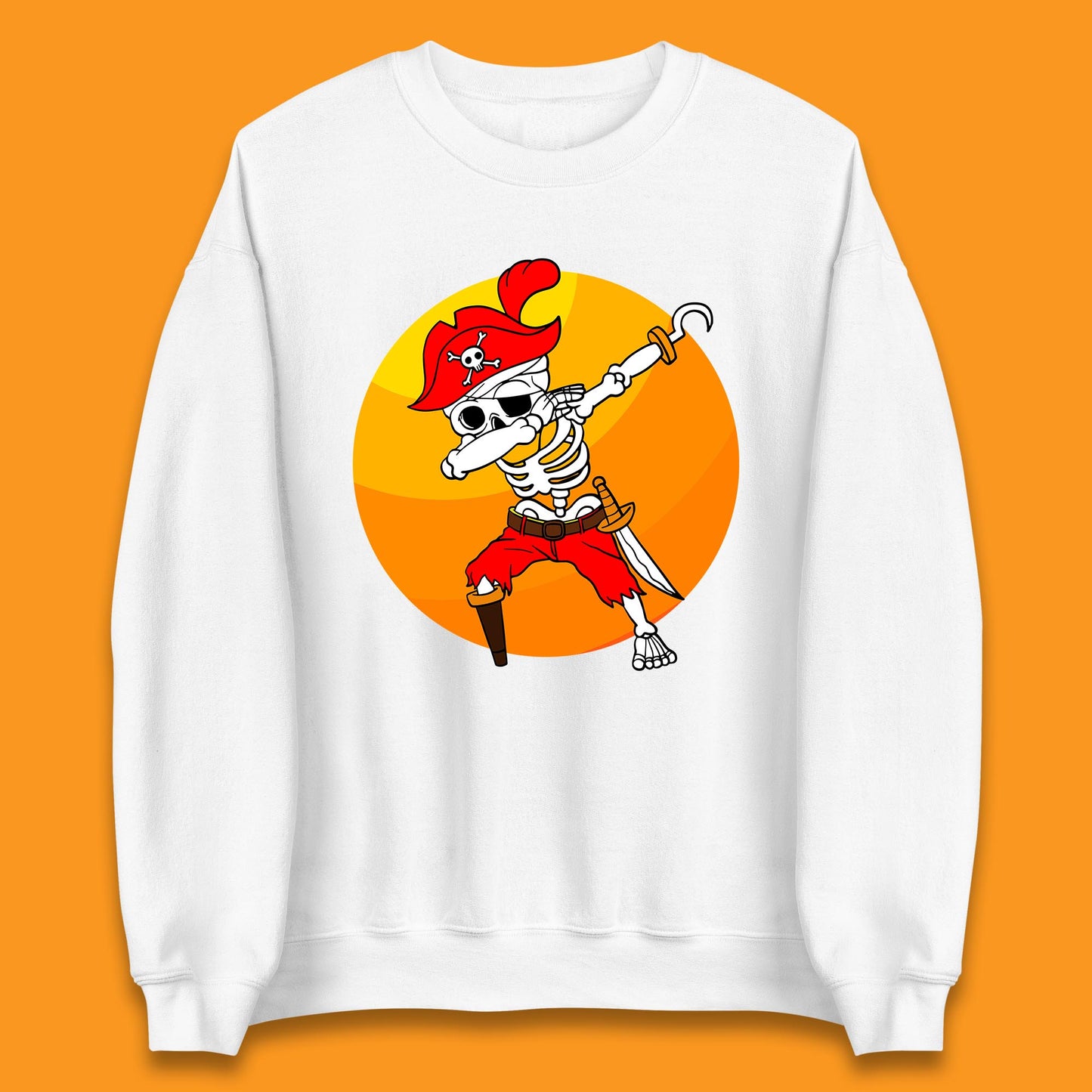 Dabbing Pirate Skeleton Halloween Jolly Roger Funny Halloween Costume Unisex Sweatshirt