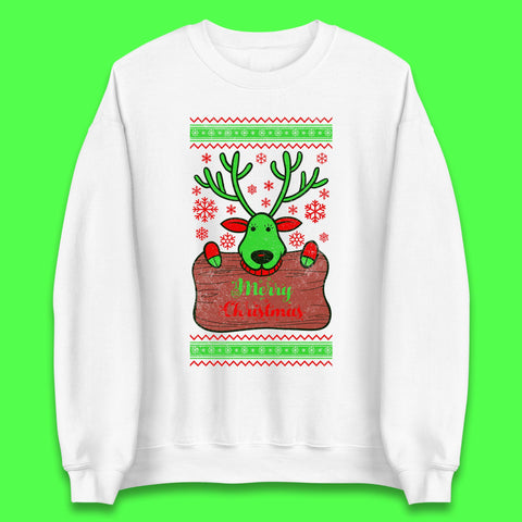 Merry Christmas Happy Reindeer Antler Xmas Festive Gift Unisex Sweatshirt