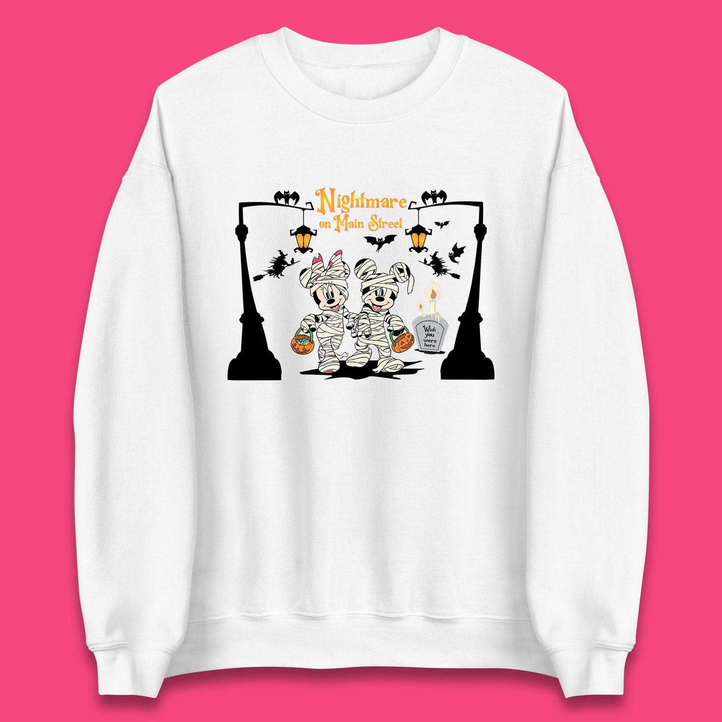 Nightmare On Main Street Disney Halloween Mickey Minnie Mouse Mummy Disneyland Trip Unisex Sweatshirt