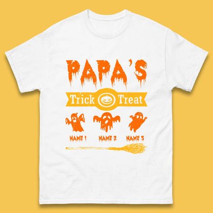 Personalised Papa's Trick Or Treat Halloween Custom Your Boo Ghost Children Names Scary Spooky Costume Mens Tee Top