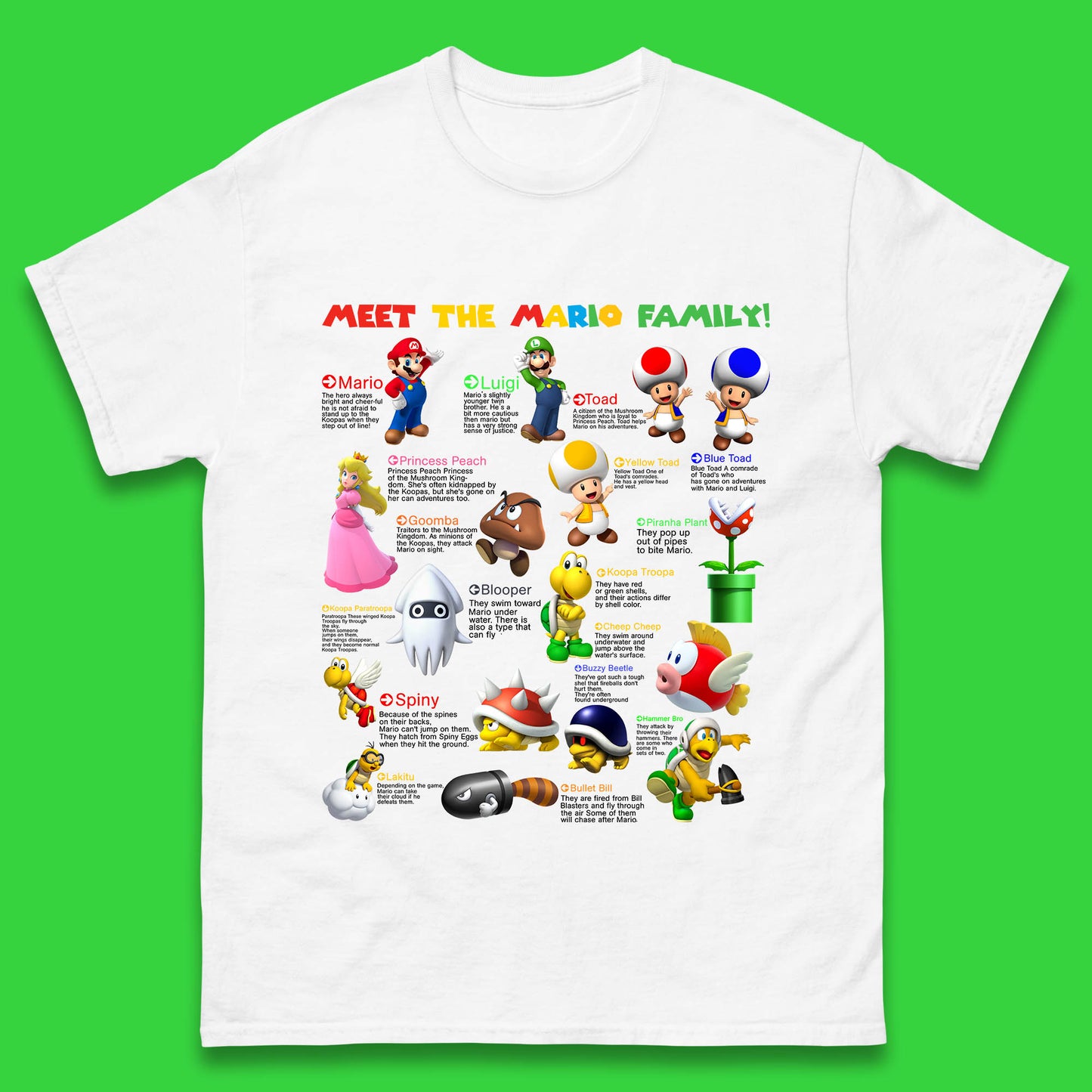 Meet The Mario Family Super Mario Vintage Mario Family Matching Costume Mens Tee Top