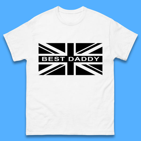 Best Daddy Vintage Union Jack Great Britain United Kingdom England Flag Patriotic Dad Father's Day Mens Tee Top