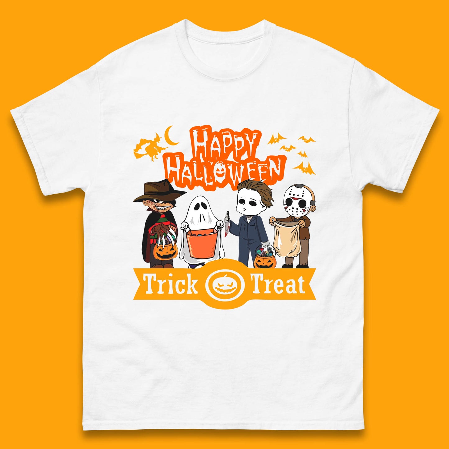 Happy Halloween Trick Or Treat Chibi Horror Movie Characters Killer Mens Tee Top