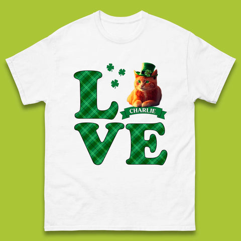 Personalised Love St. Patrick's Cat Mens T-Shirt