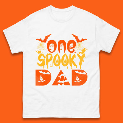 One Spooky Dad Happy Halloween Fall Season Dad Life Spooky Flying Bats Mens Tee Top